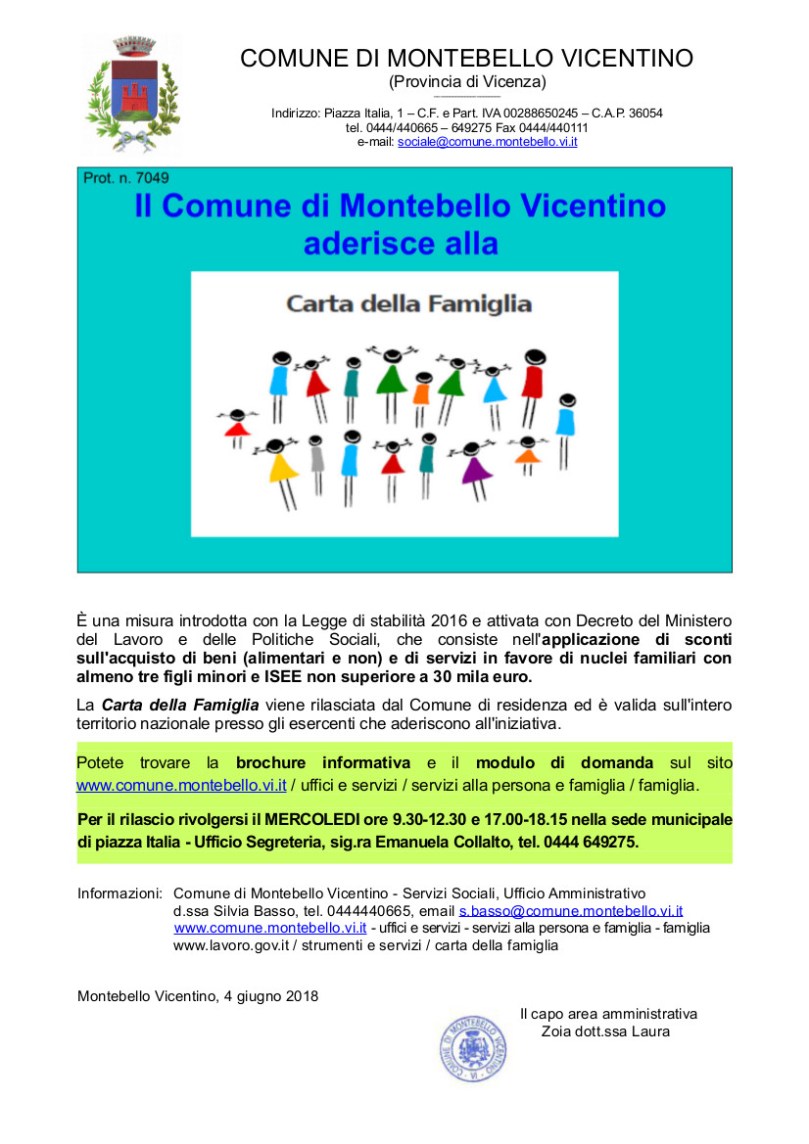 Come richiedere la Carta Famiglia.