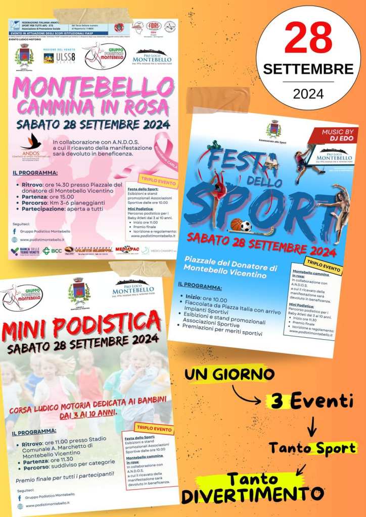 Festa dello sport, Mini podistica e Montebello cammina in rosa